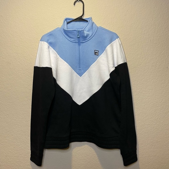 Fila Ladies' 1/4 Zip Pullover blue and white - Picture 3 of 5